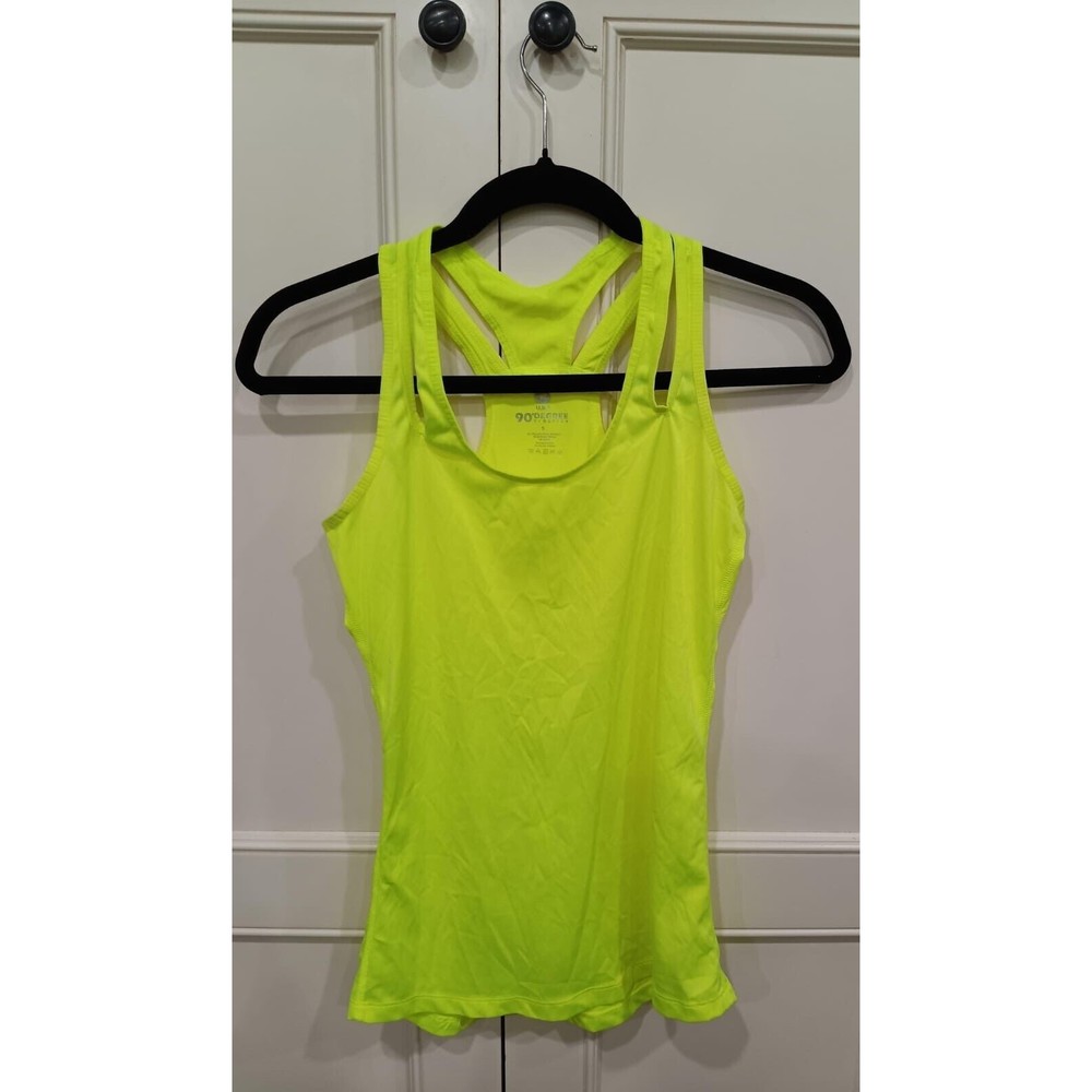 90 Degree by reflex Neon Yellow Racerback Tank Top Size Small